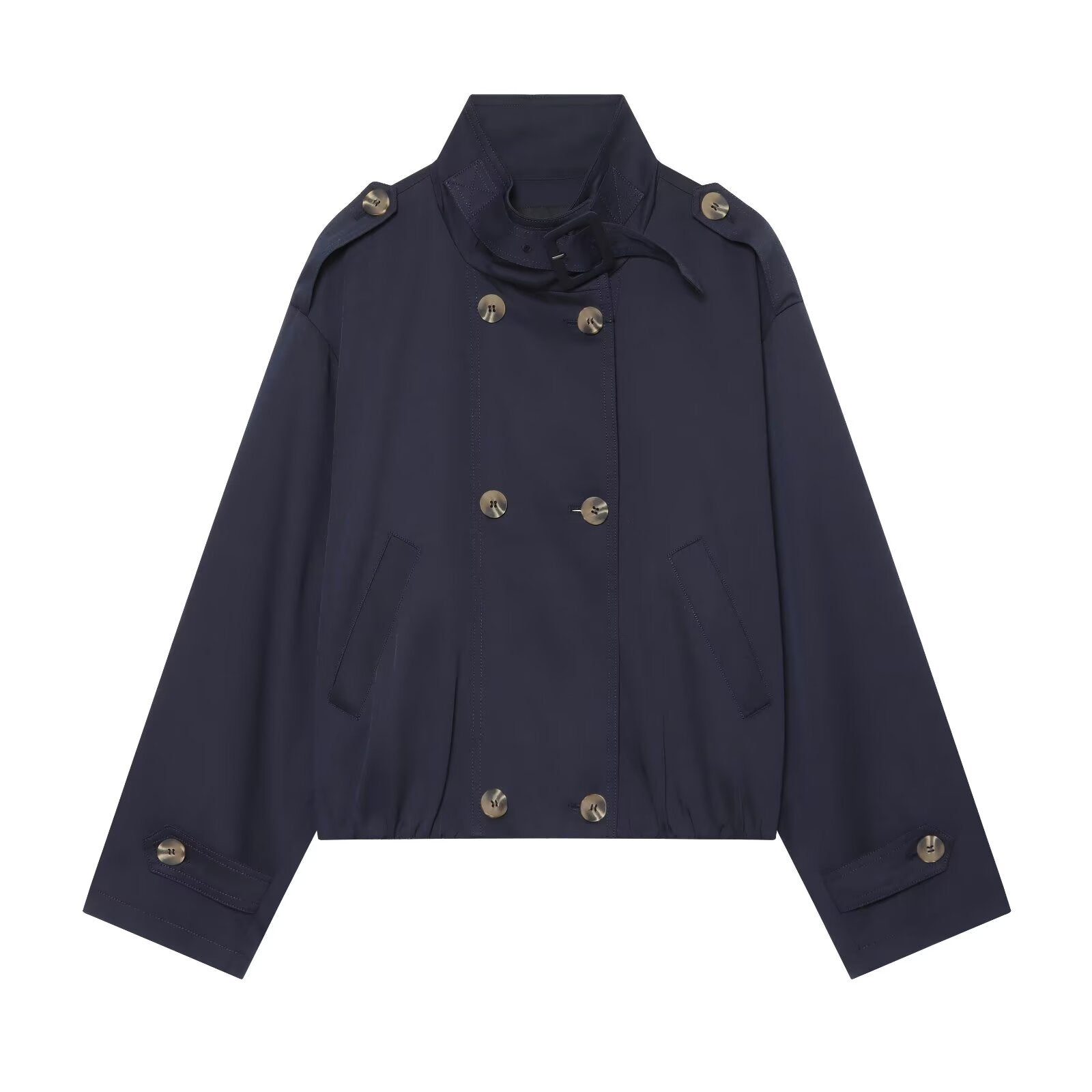 Women's short double breasted windbreaker Coat