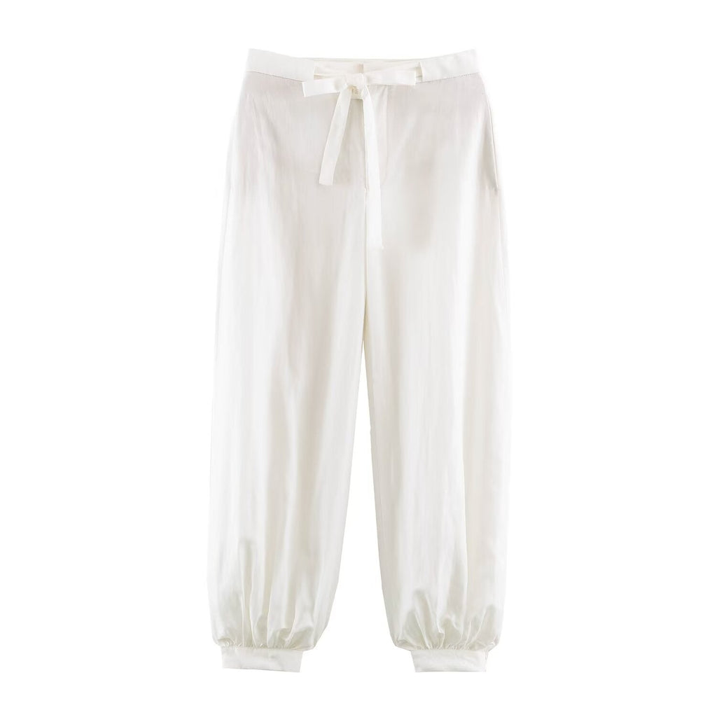 suit Women's 2 pieces button decoration casual shirt+lantern pants