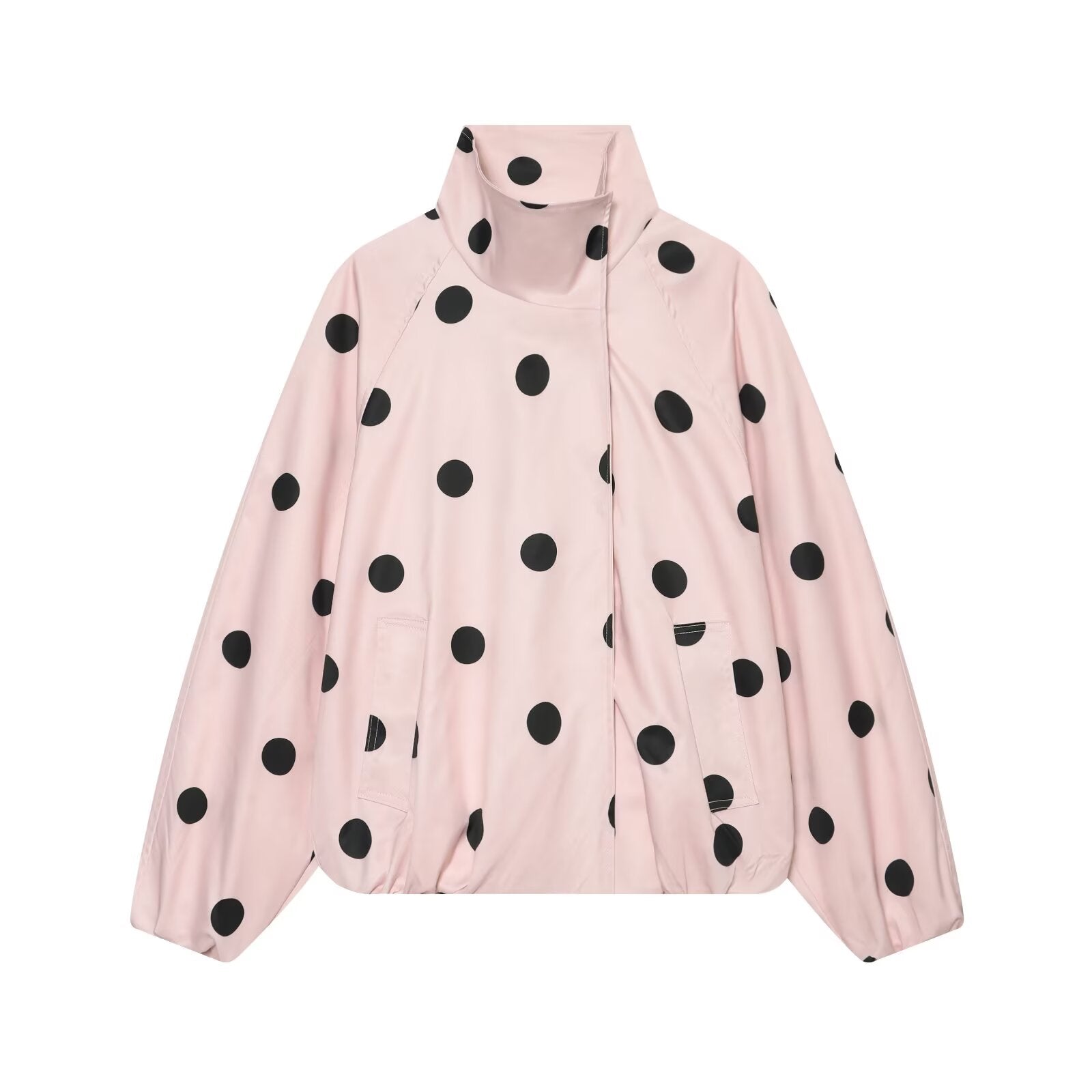 Women's standing collar polka dot pilot jacket Coat