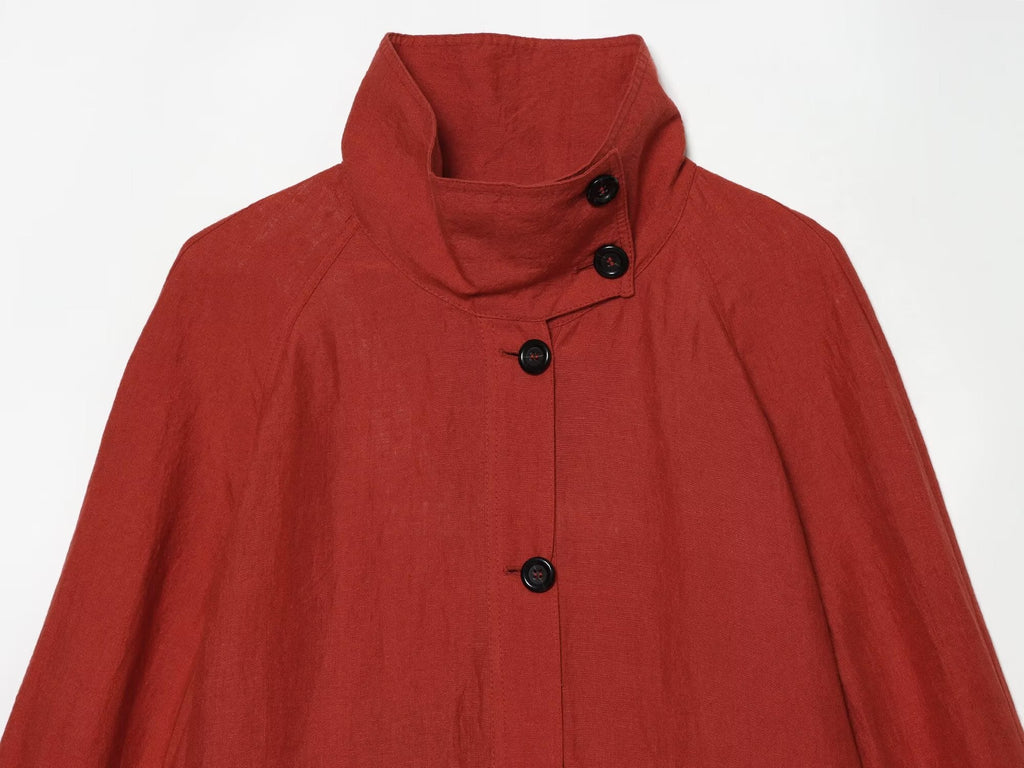 Women's linen blend long sleeved pilot jacket Coat