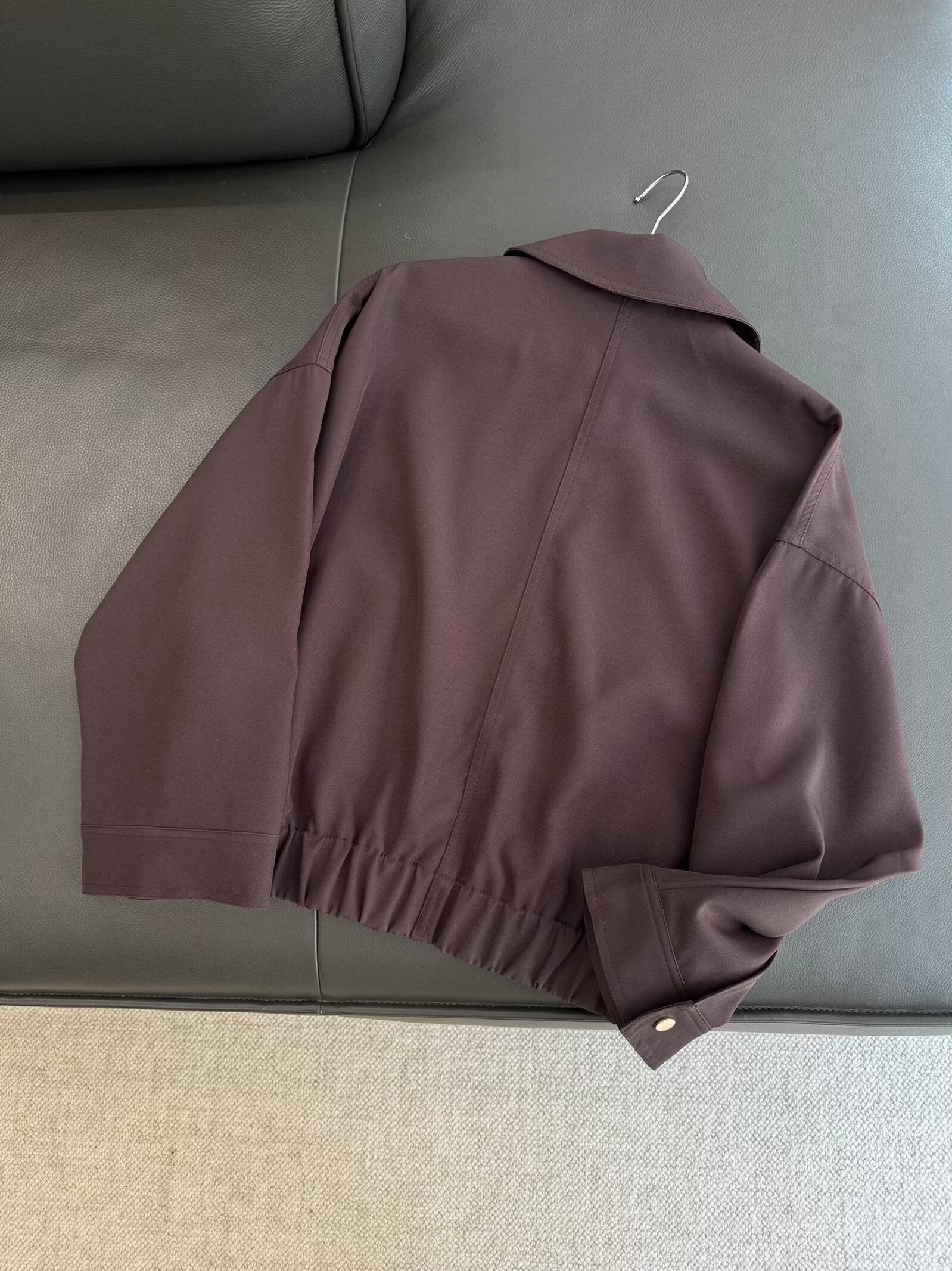 Women's new fashion loose long sleeved lapel zipper jacket Coat