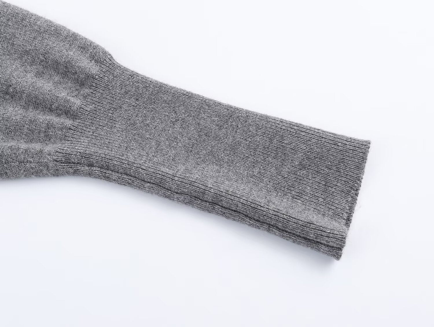 Women's buckle decoration slim stand collar knitted sweater