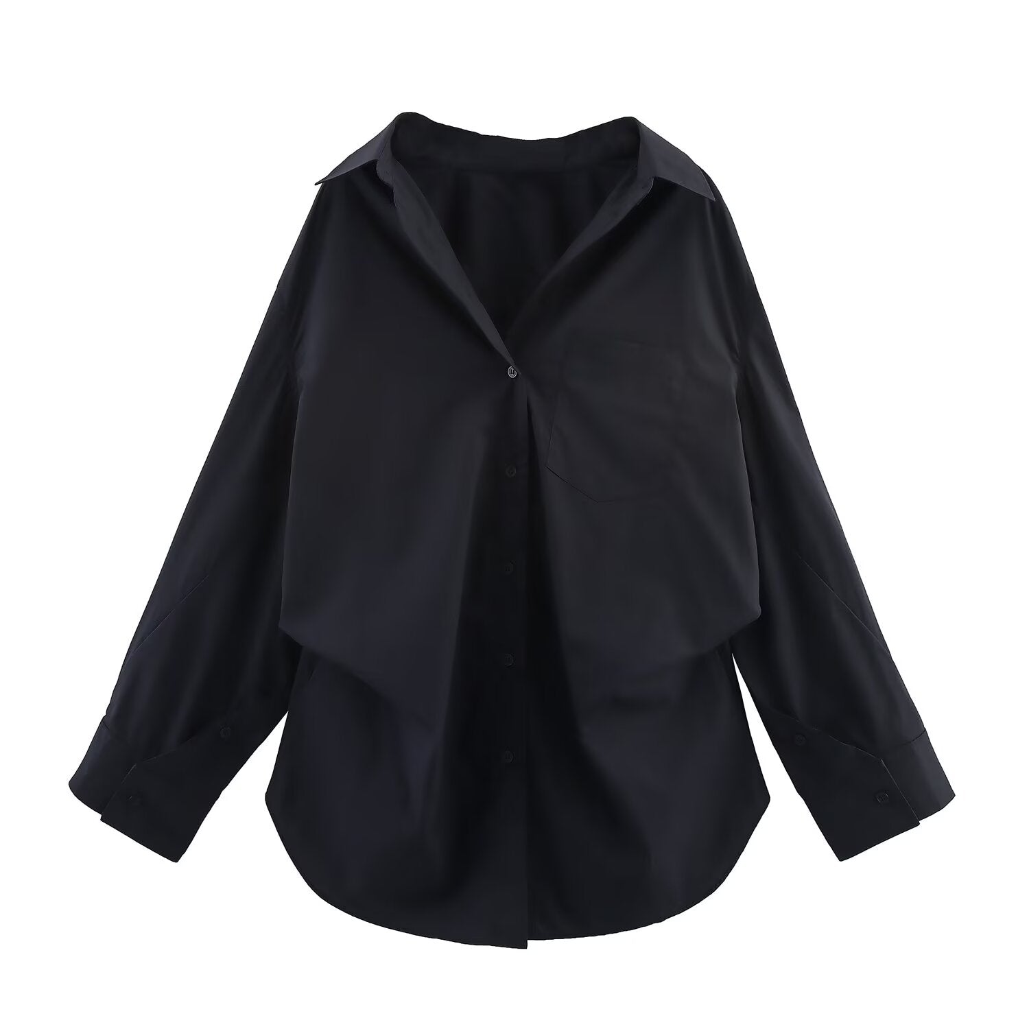 Women's' New Fashion Loose Single breasted casual Bat sleeved Poplin Shirt