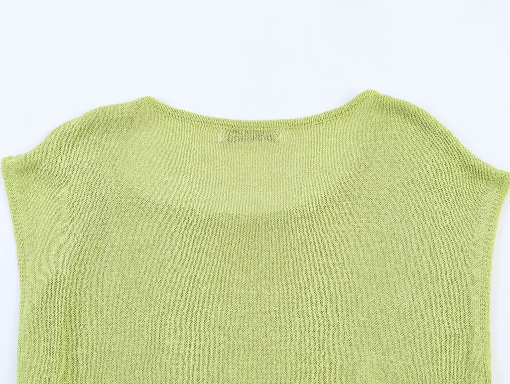 Women's knot decoration sleeveless knitted top