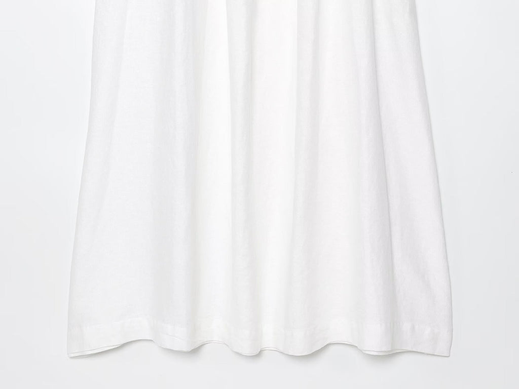 Women's New Fashion Loose Off Shoulder A-line Linen Blended Midi Dress
