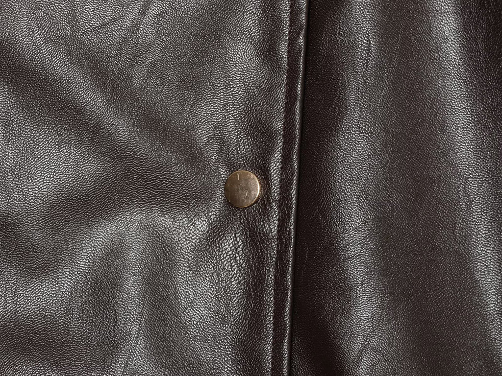 Women's leather effect standing collar pilot jacket Coat