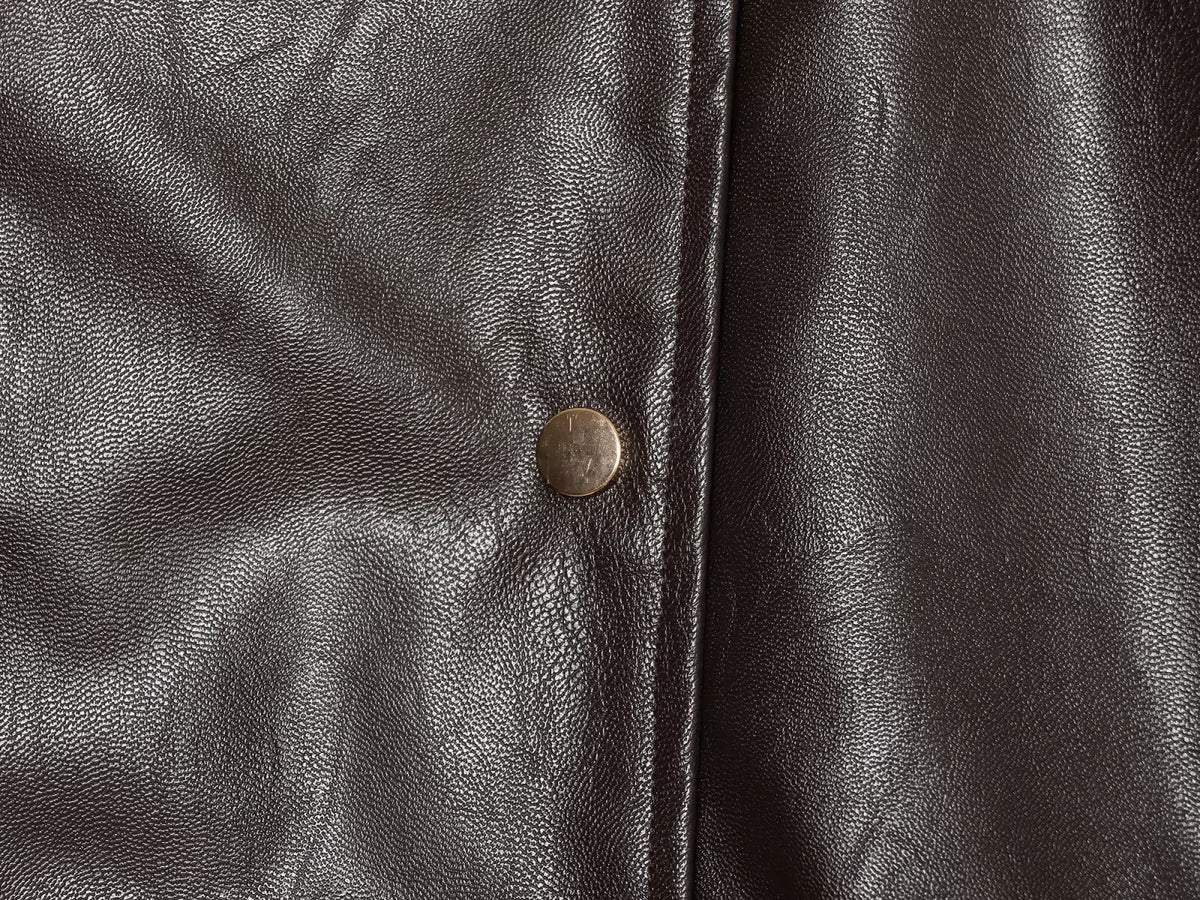 Women's leather effect standing collar pilot jacket Coat