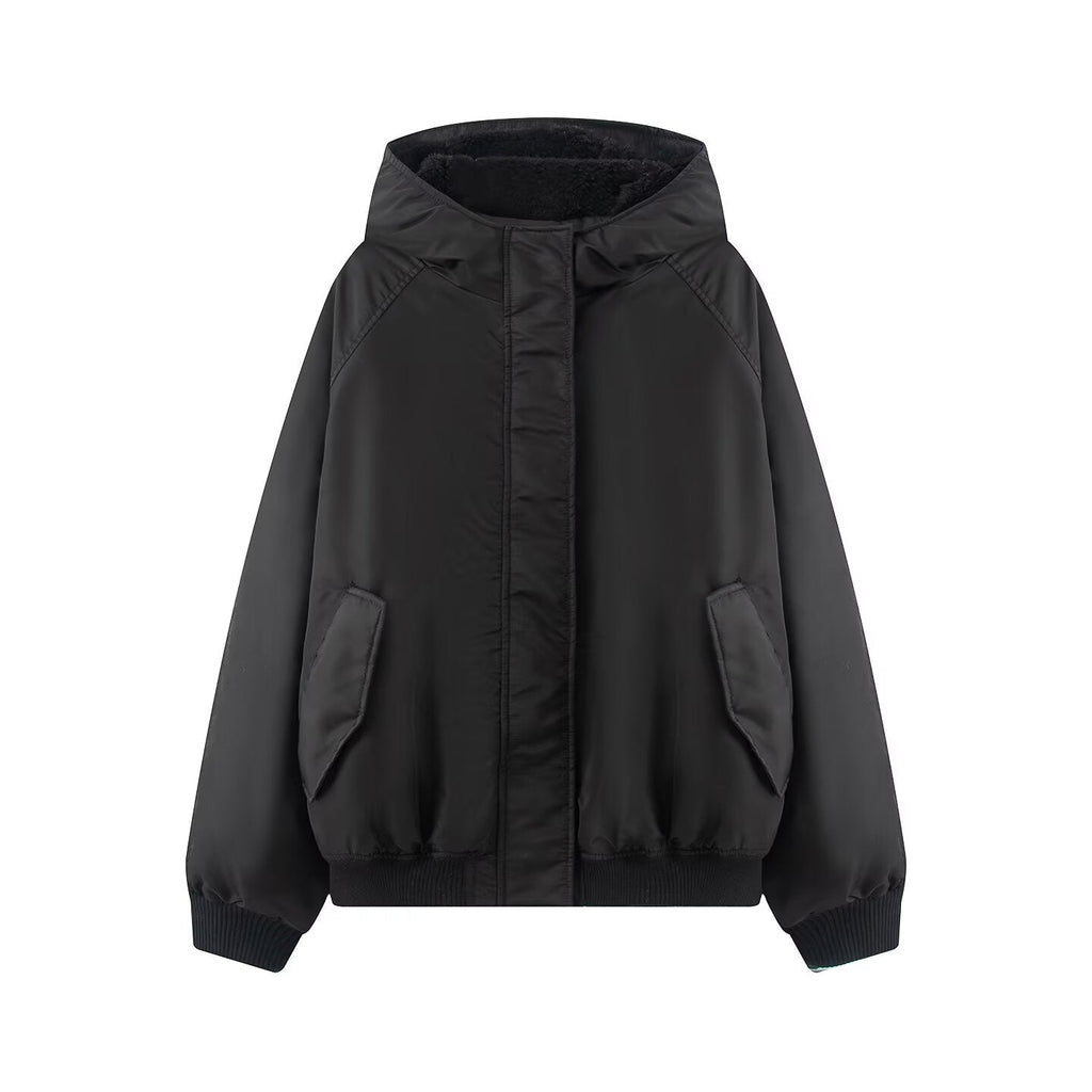 Women's warm fleece hooded pilot jacket Coat