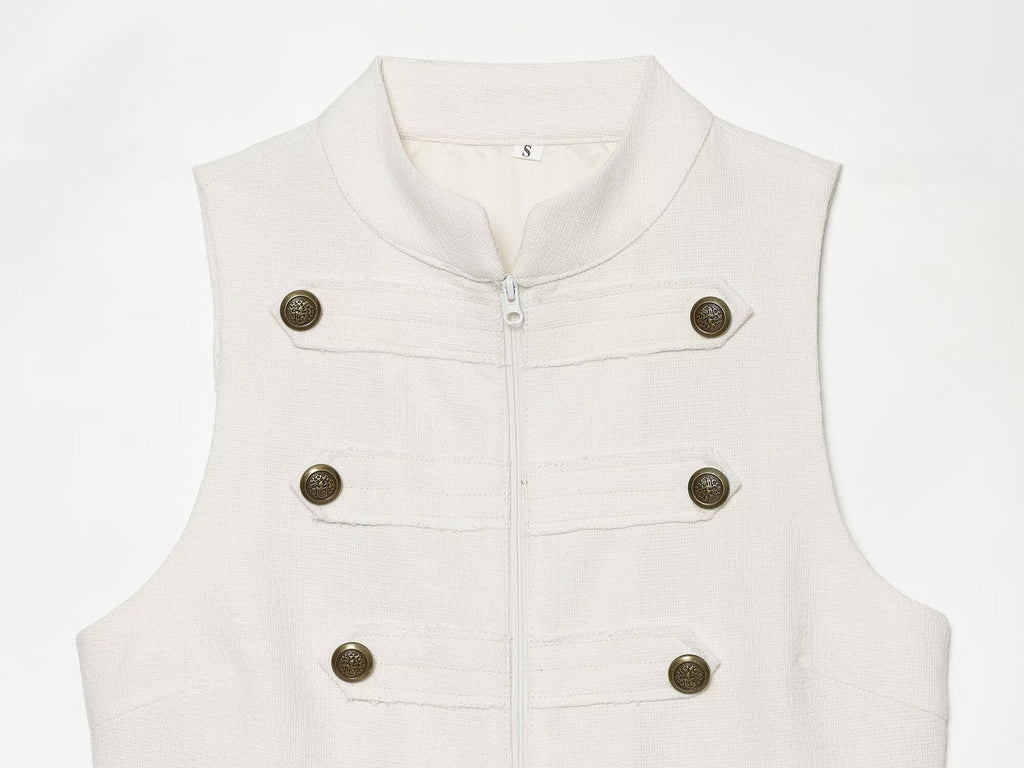 Women's buckle decoration hanging neck vest