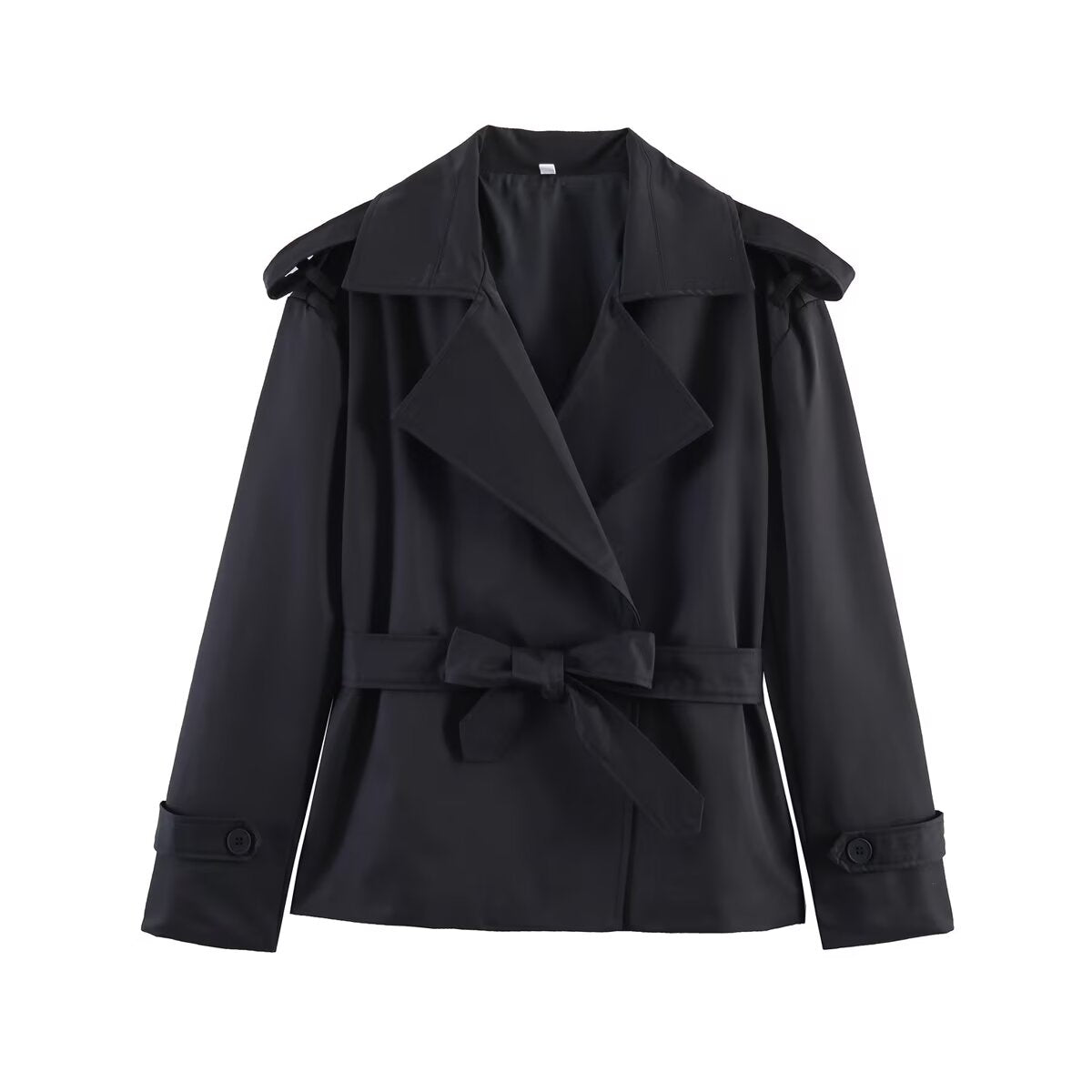 Women's with Belt large lapel windbreaker Coat