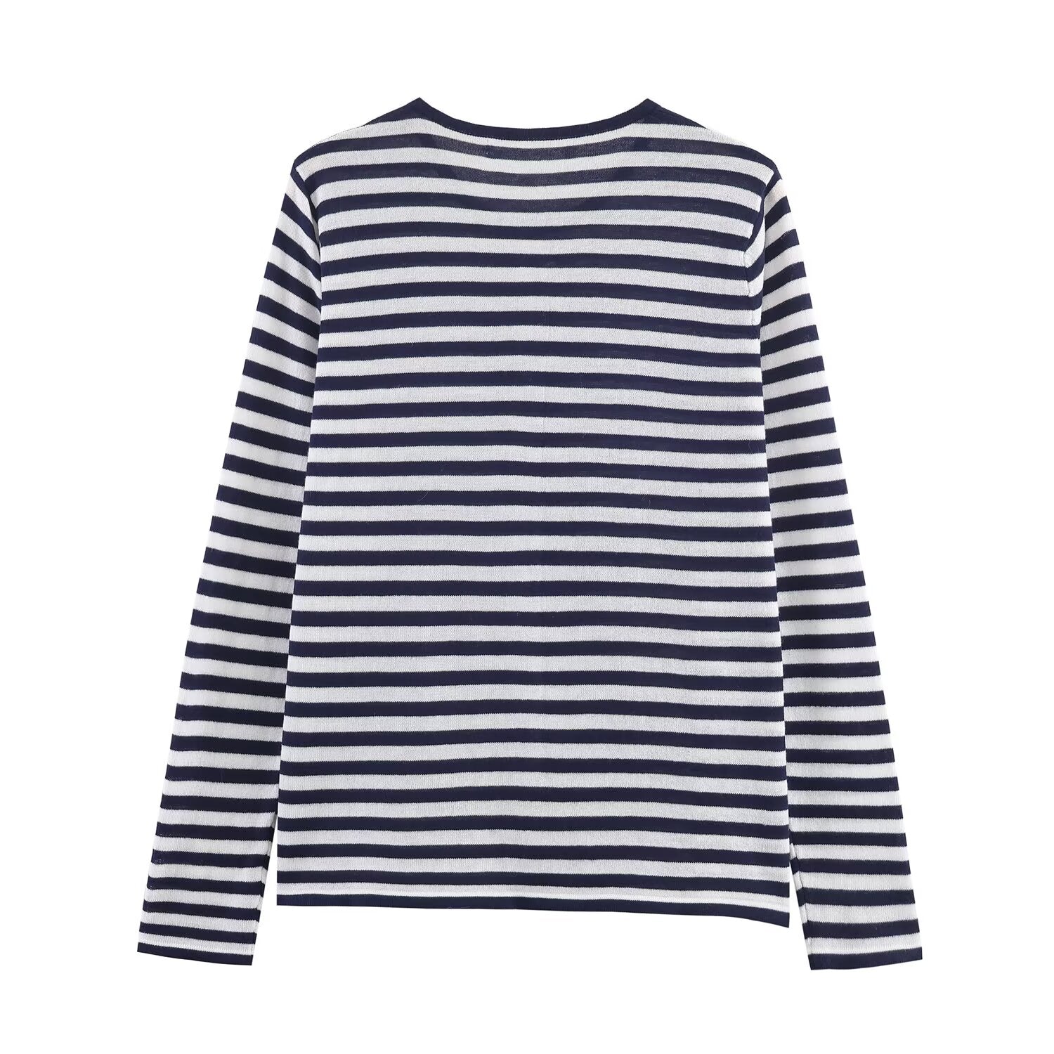 Women's comfortable O Neck striped knitted Coat