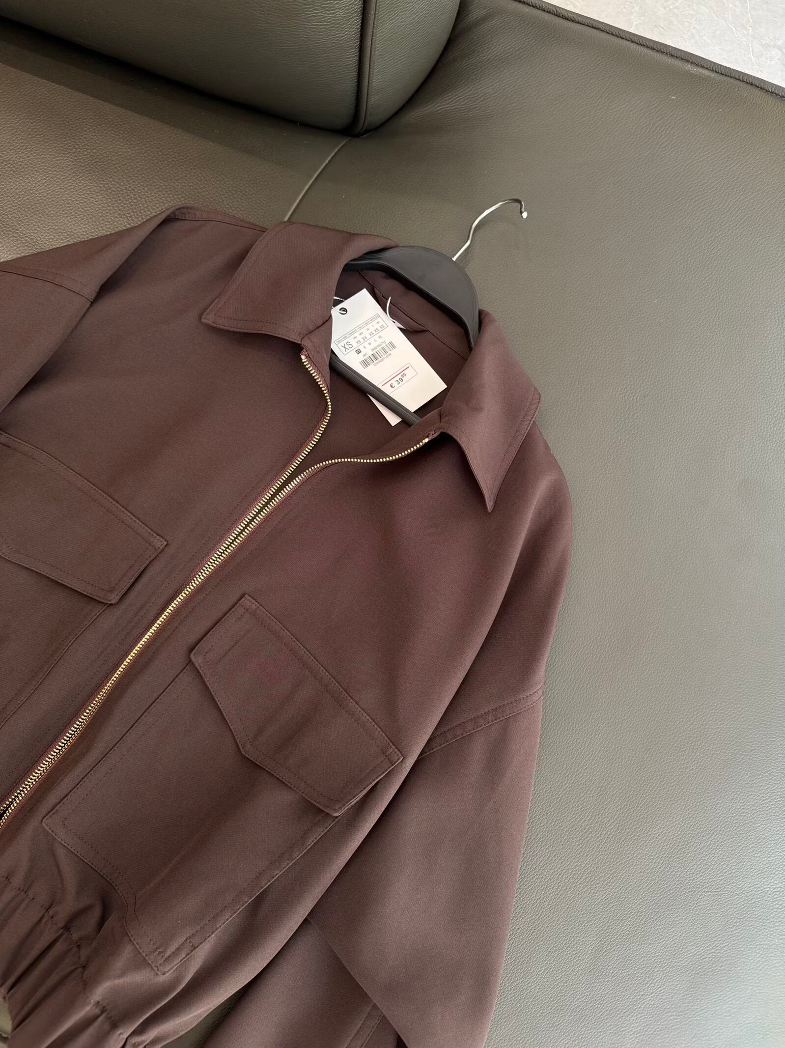 Women's new fashion loose long sleeved lapel zipper jacket Coat