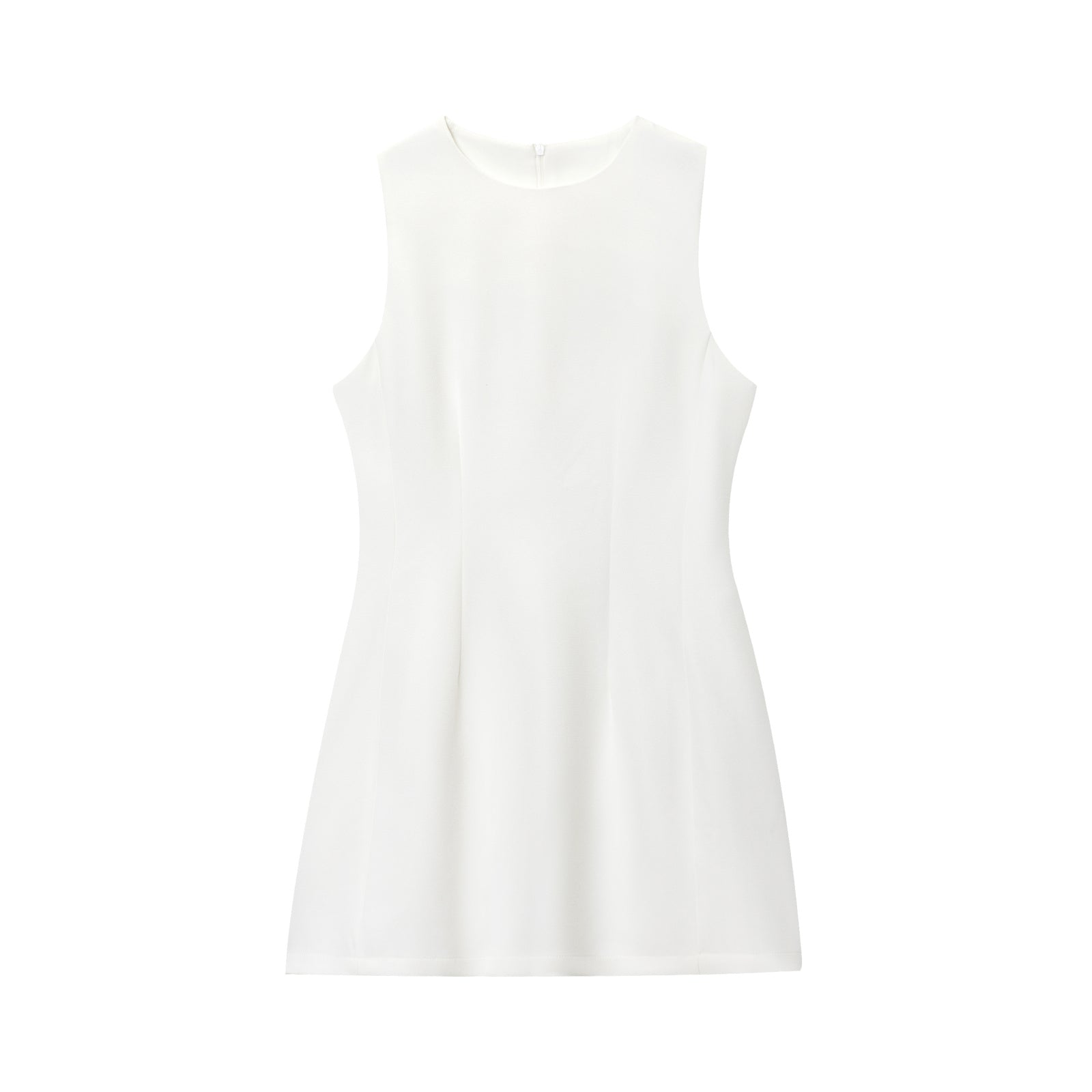 Women's O Neck fluffy sleeveless mini dress