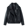 Women's loose versatile Faux Leather jacket Coat