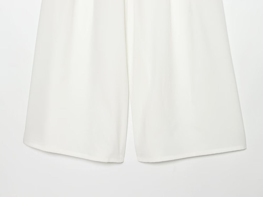 Women's with Belt casual pleated wide leg pants
