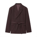 Women's new fashion with Belt Lapel double breasted suit jacket+Pants suit