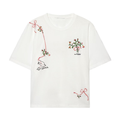 Women's casual O Neck embroidered flower T-shirt
