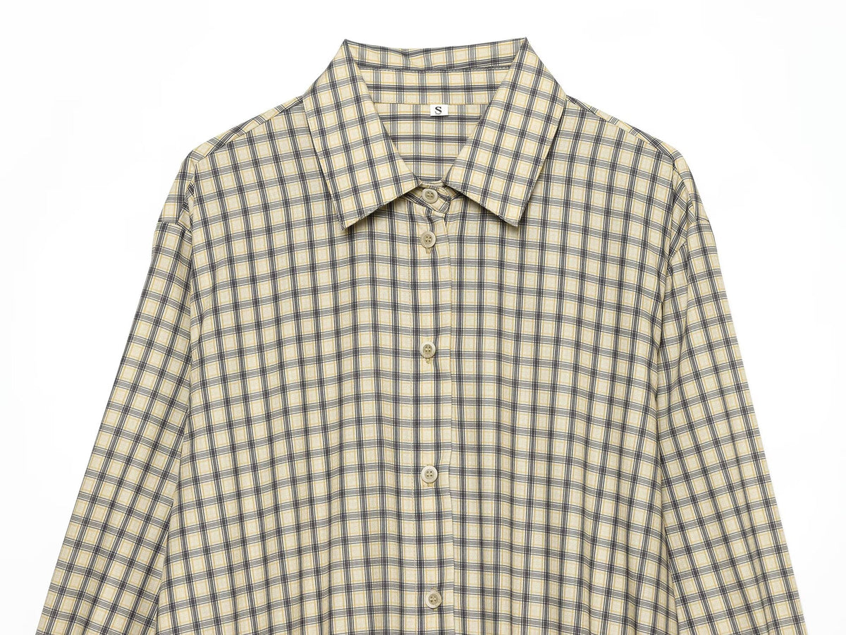 Women's casual plaid puffy shirt