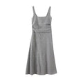 Women's New Fashion Sleeveless pinstripe Square Neck Midi Dress