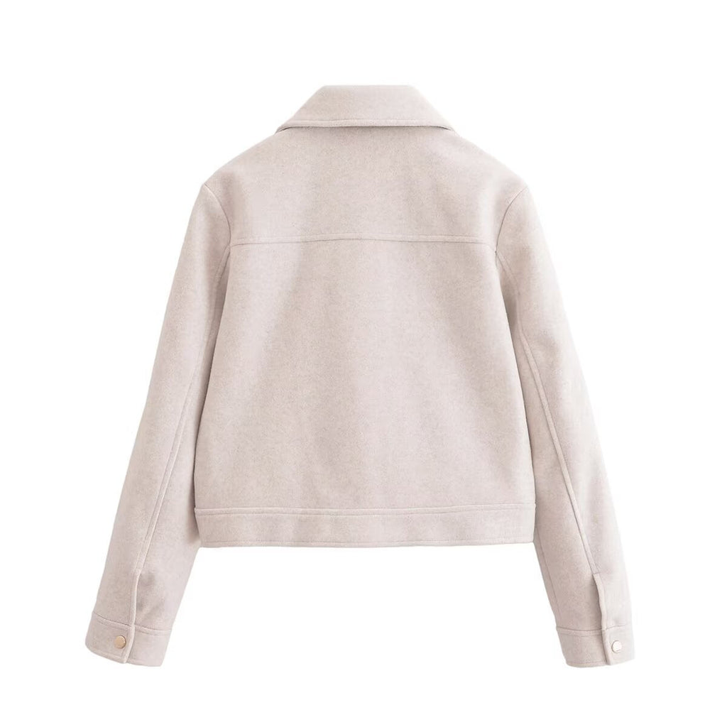 Women's new fashion warm short zipper woolen jacket Coat