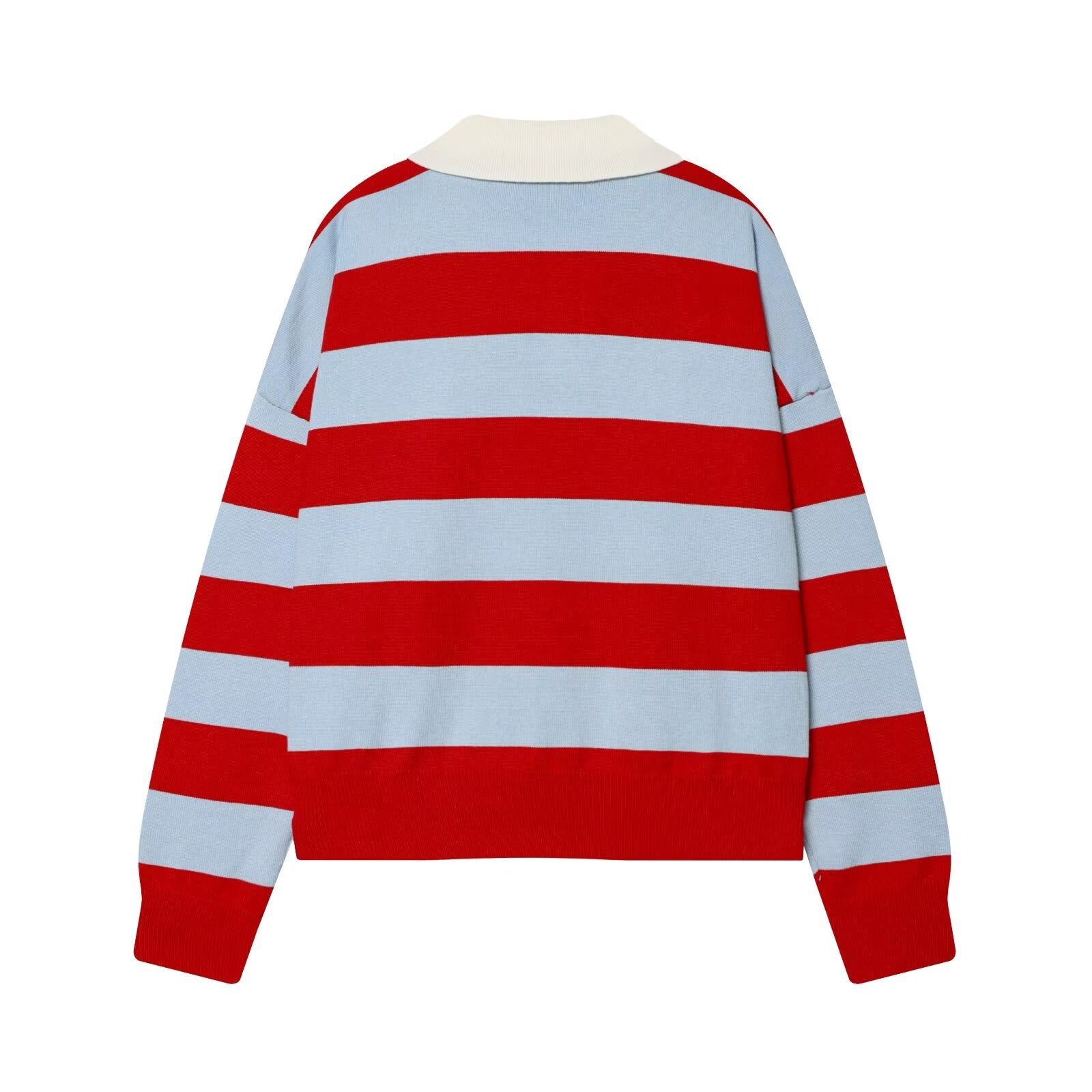Women's soft texture striped knitted polo shirt