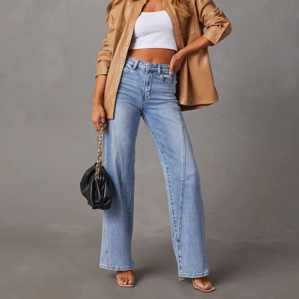 2025 Fashion Loose Splicing Wide Leg Jeans for Women