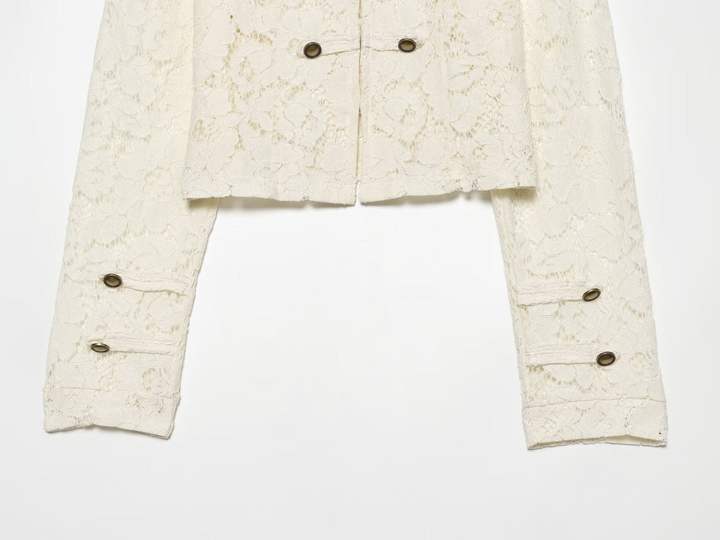 Women's short lace rope buttoned Coat
