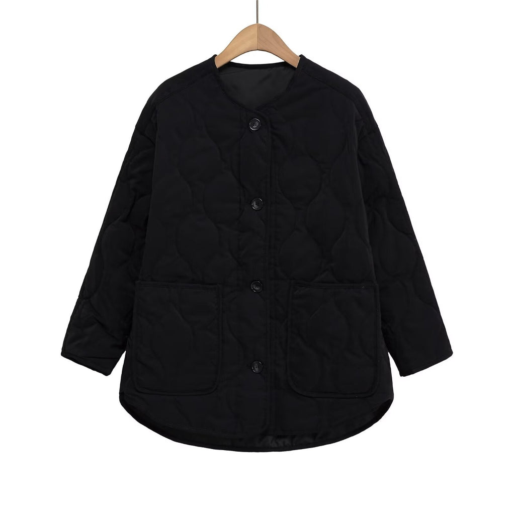 Women's loose satin textured cotton jacket Coat