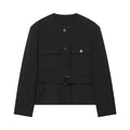 Women's With Belt round neck buckle jacket