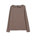 Women's casual striped boat neck long sleeved T-shirt