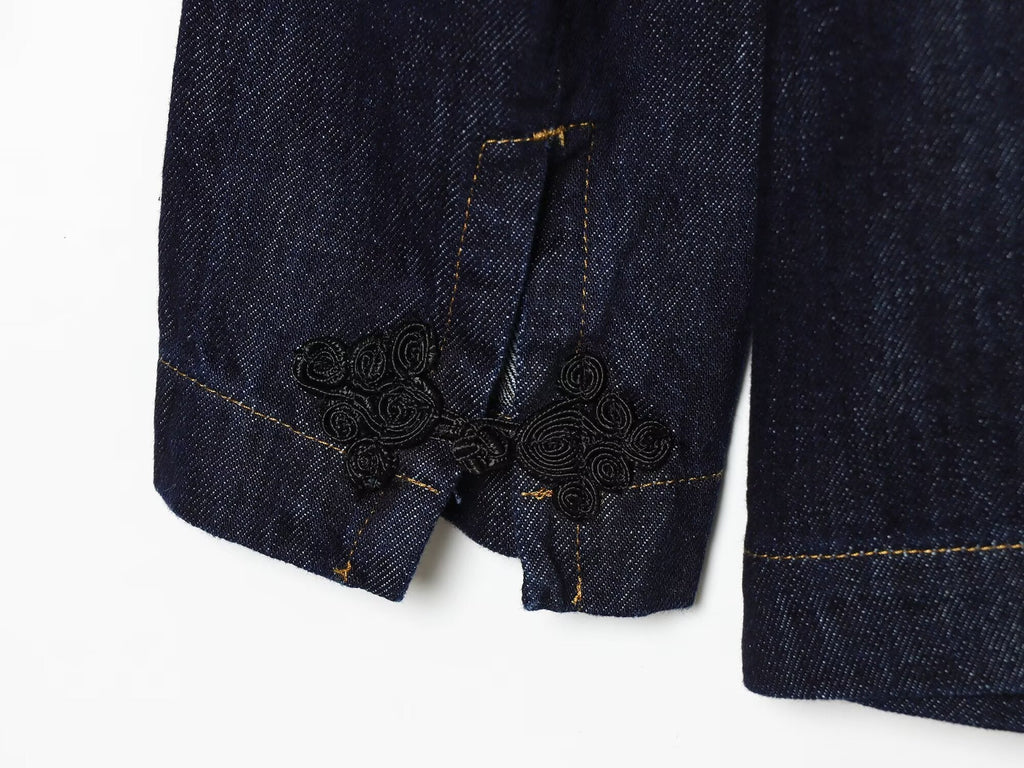 Women's rope knot decorative denim Coat