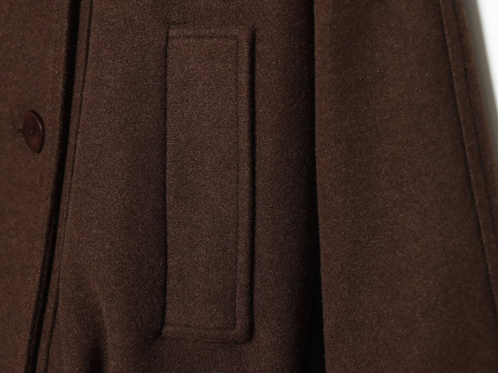 Women's standing collar double breasted woolen Coat