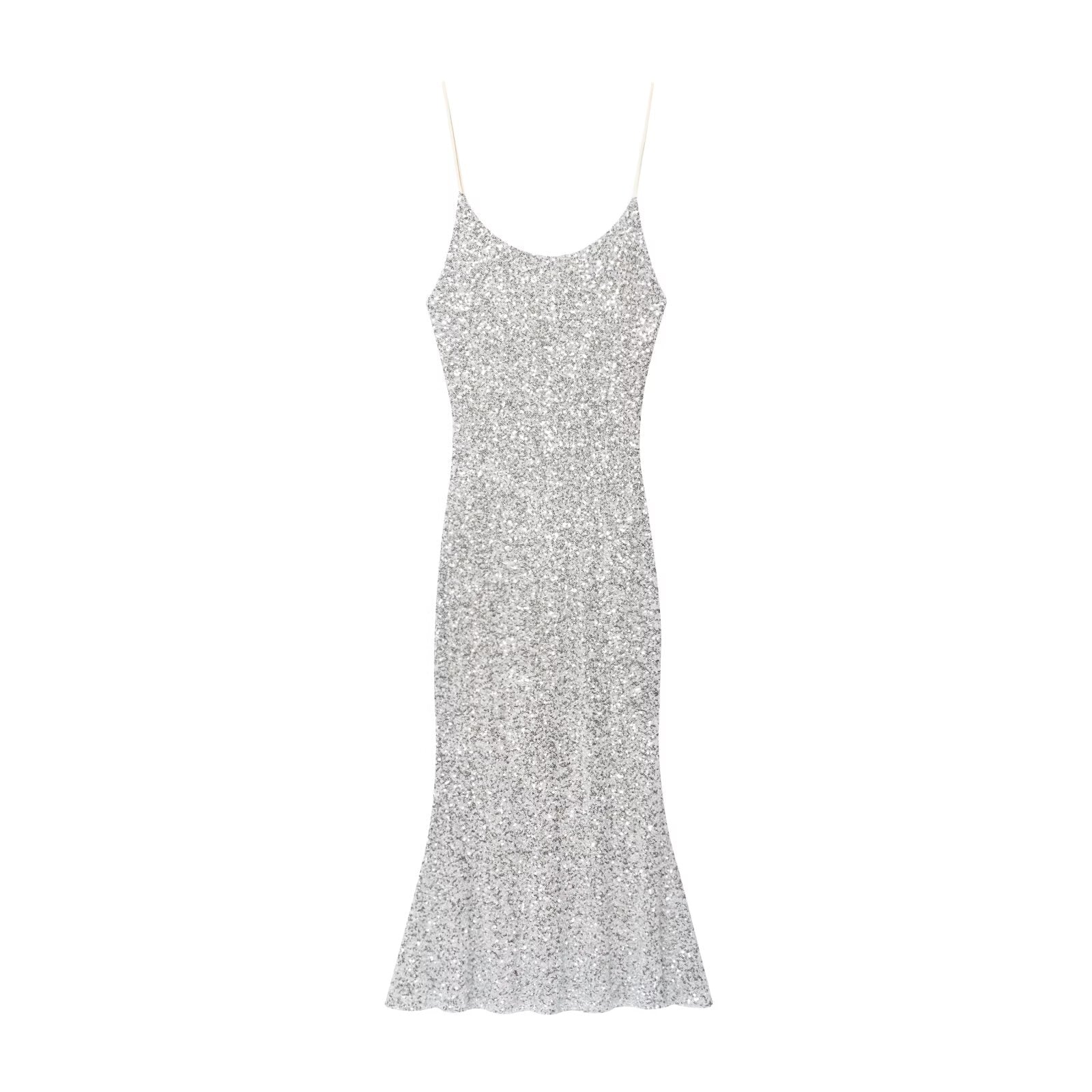 Women's New Fashion Bead Decoration Underwear Style suspender Midi Dress