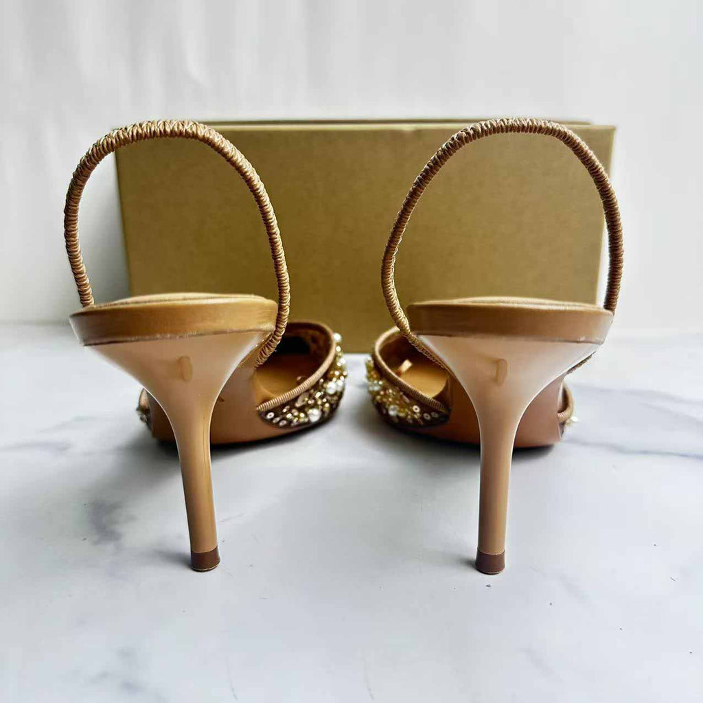 Women's New Fashion Joker Beaded Inlaid Mesh with Pointed High Heels
