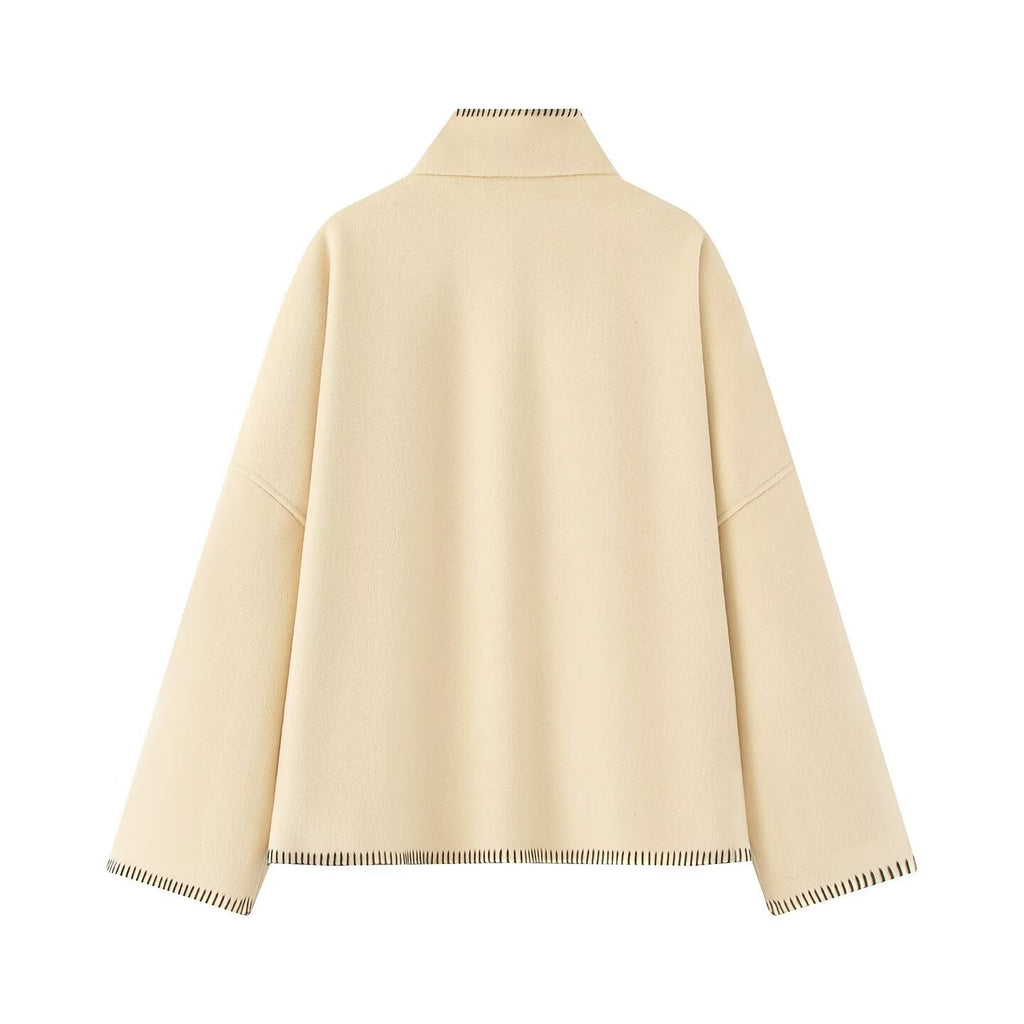 Women's New Loose High Neck Wool Blended Coat