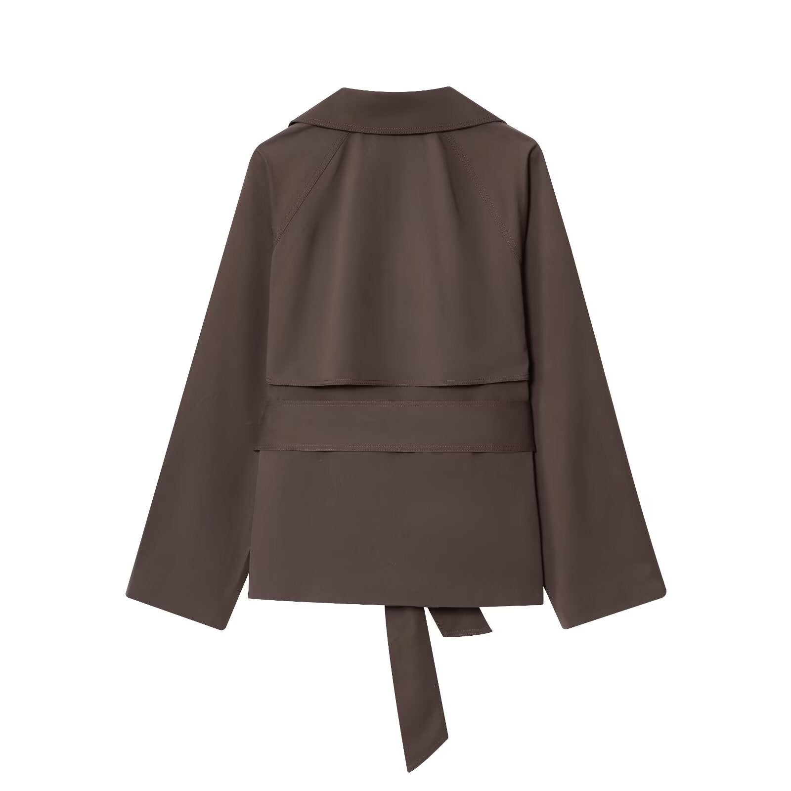 Women's New Fashion With Belt Short Double breasted Windbreaker Coat