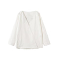 Women's new fashion loose white long sleeved V-neck shirt