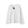 Women's new fashion cotton V-neck knitted long sleeved T-shirt