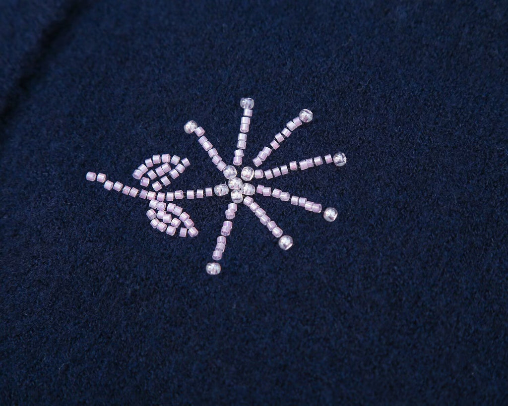 Women's beaded decorative short sleeved knitted cardigan