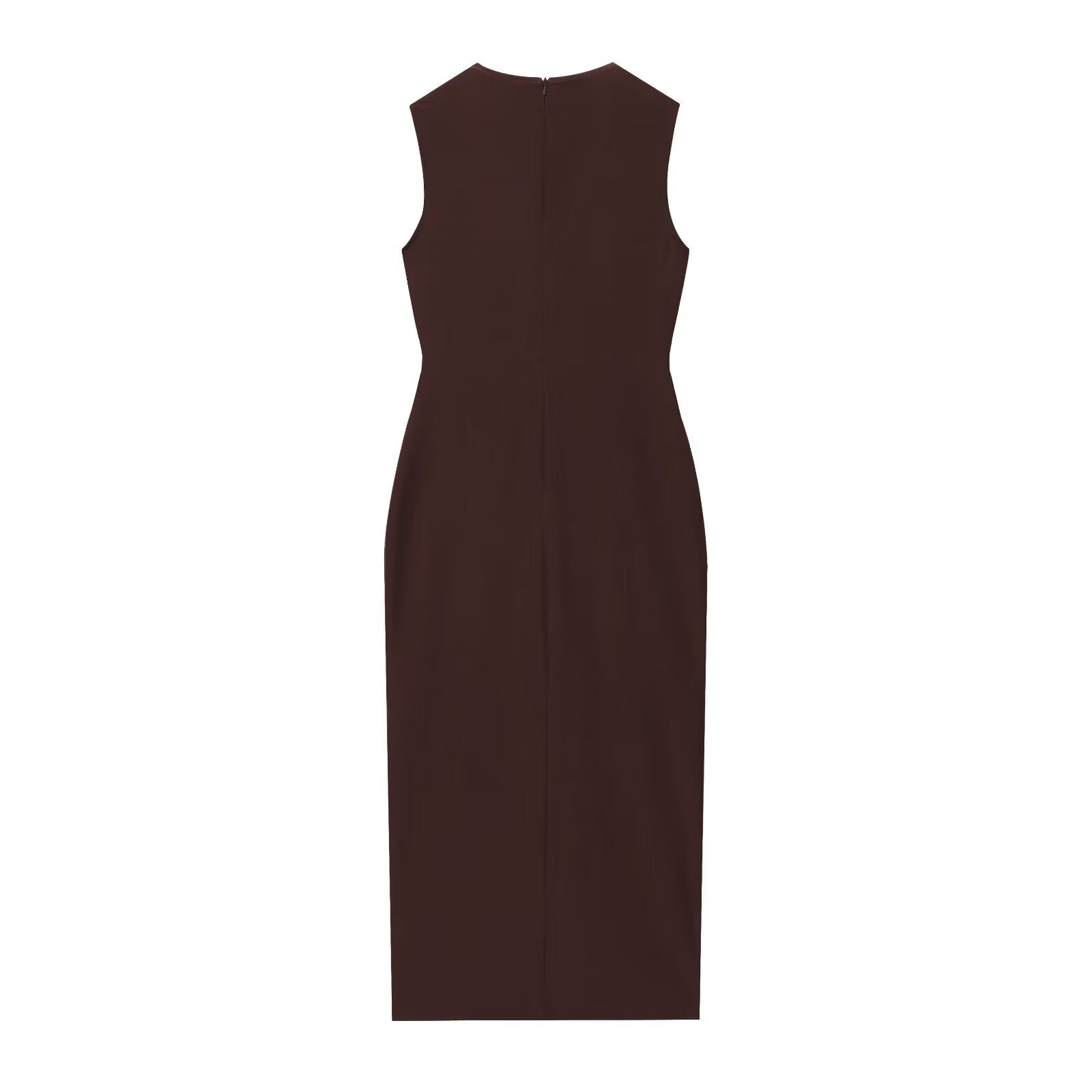 Women's New Fashion With Belt Sleeveless V-neck Midi Dress