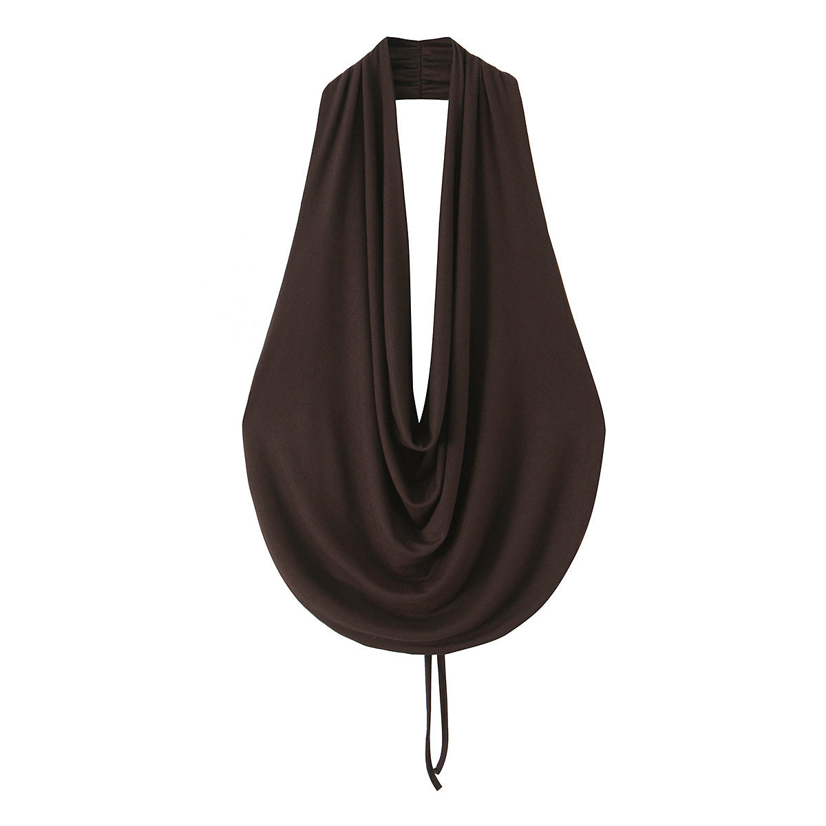Women's pleated Hanging neck collar top
