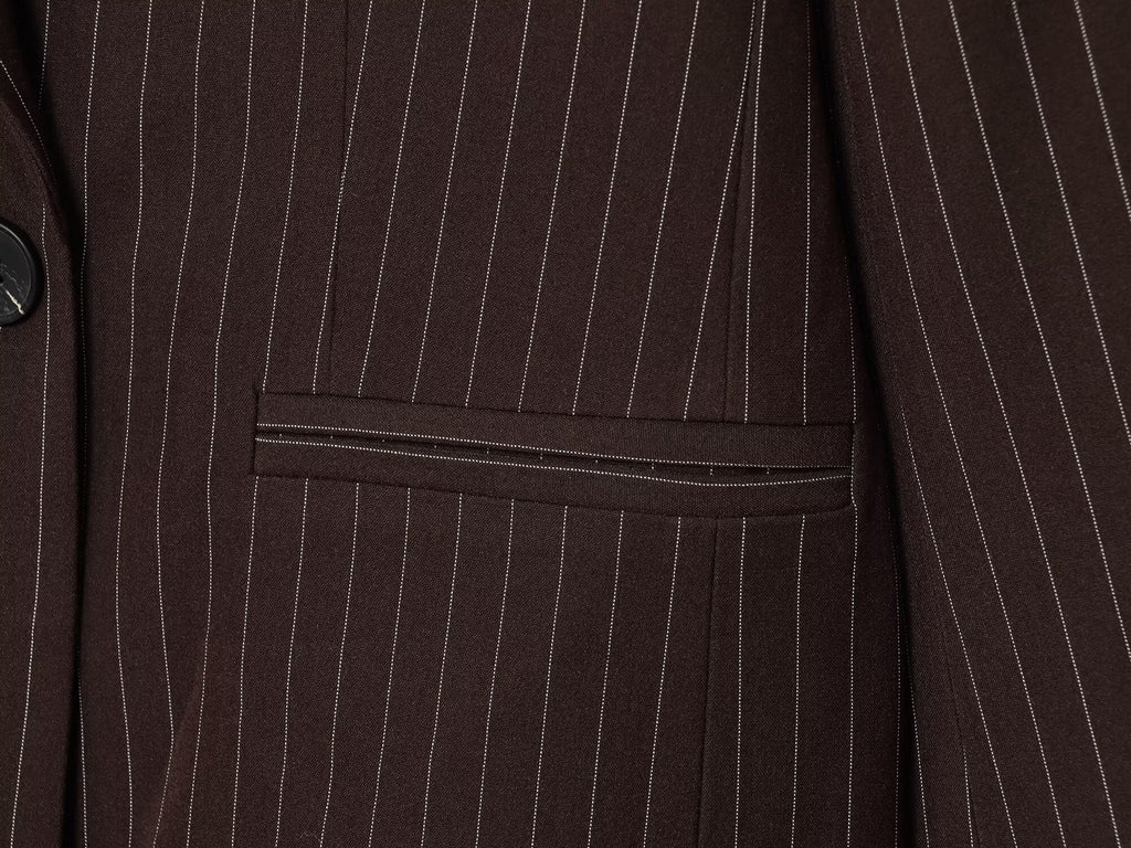 Women's new fashion loose double breasted thin striped suit jacket
