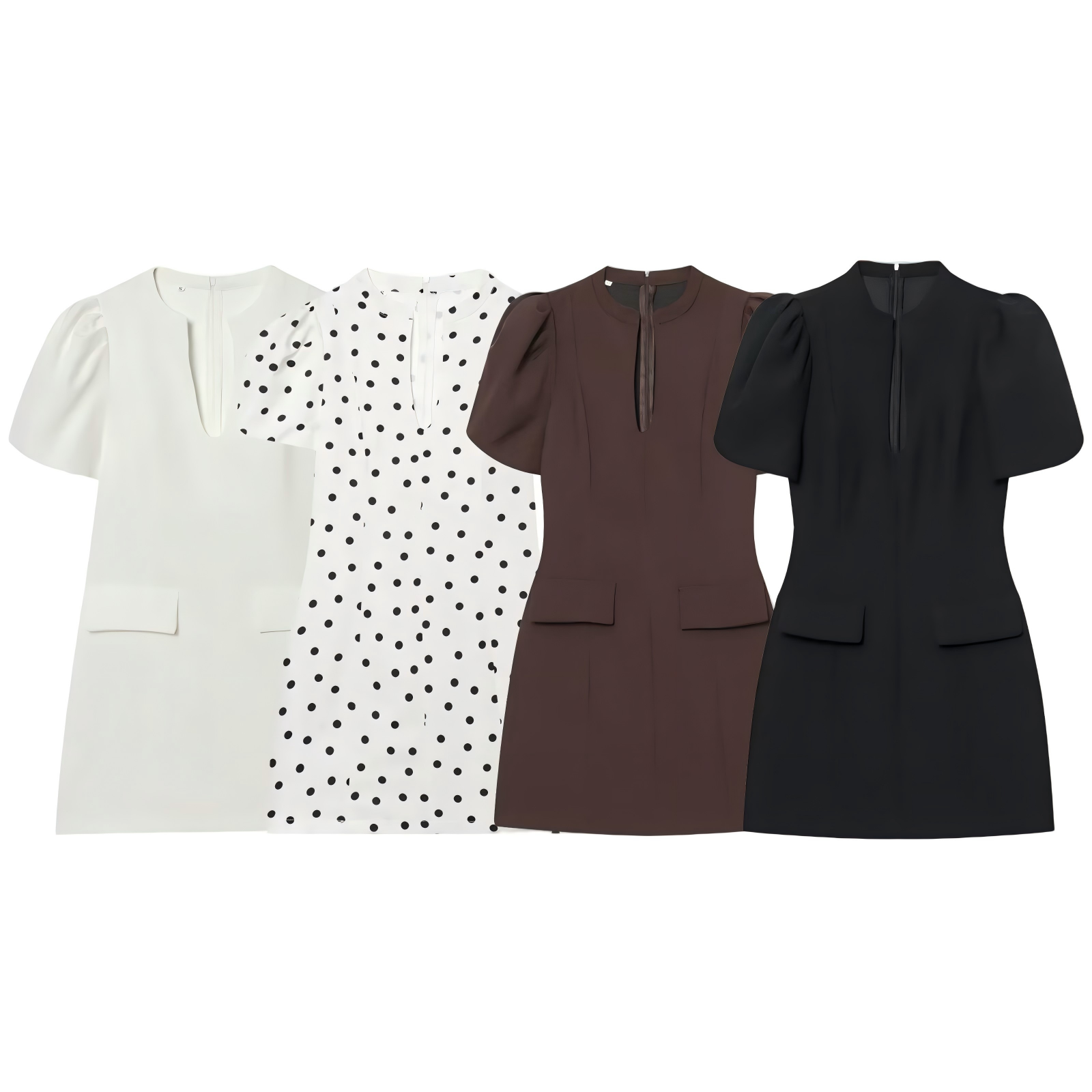 Women's O-Neck bubble sleeve mini dress