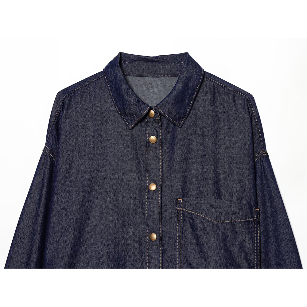suit Women's 2 pieces loose Lapel denim shirt+Jeans