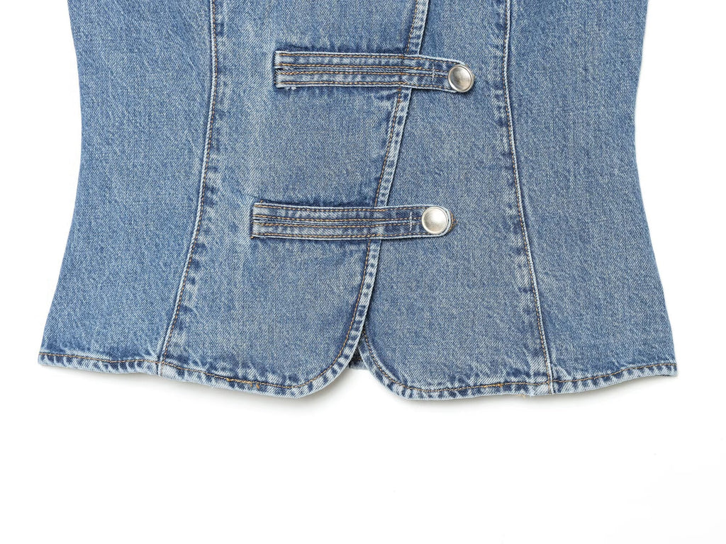 Women's Breasted decorative denim top