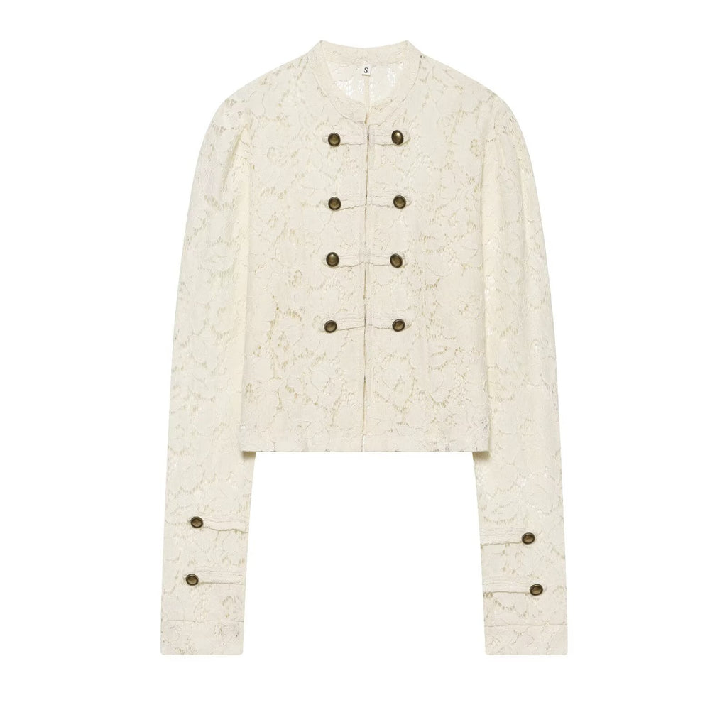 Women's short lace rope buttoned Coat