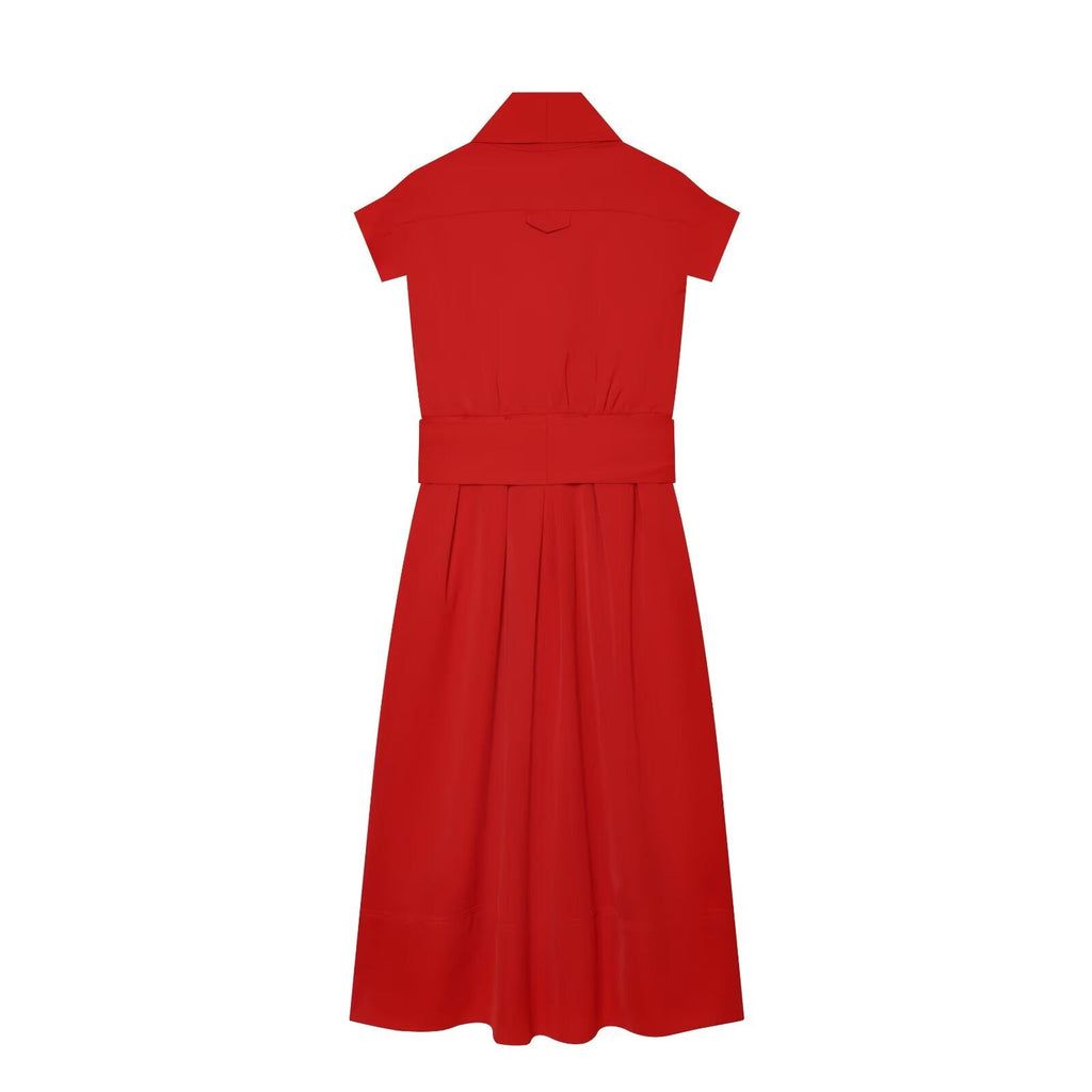 Women's with belt shirt style dress