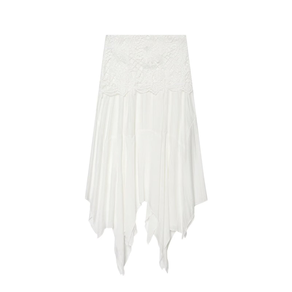 suit Women's 2 pieces embroidered asymmetrical MIDI skirt+top