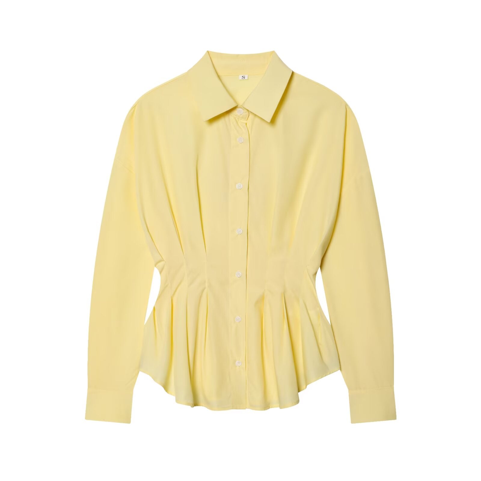 Women's pleated design slim lapel shirt