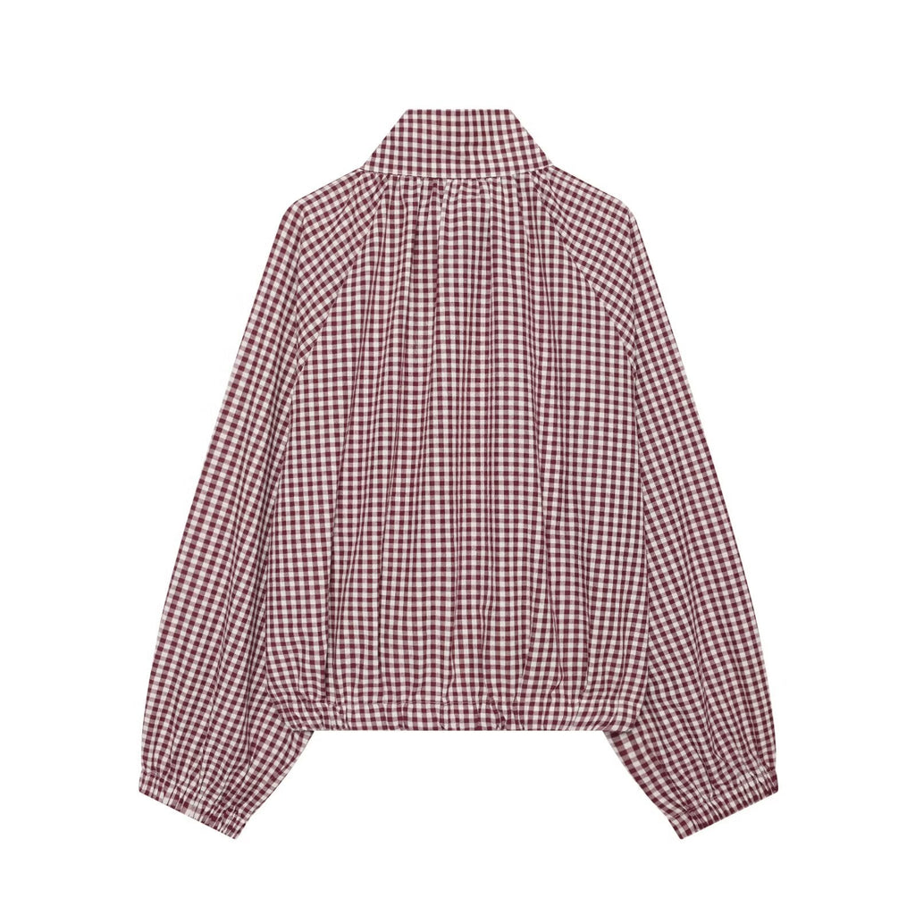 Women's with drawstring casual plaid Coat